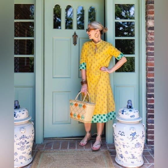 PRINTFRESH X PENCIL & PAPER CO 3/4 Sleeve Summer Kaftan Dress Size XXS NWT - Picture 1 of 7